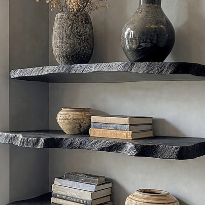 Floating Wall Shelves with Live Edge and Invisible Mount