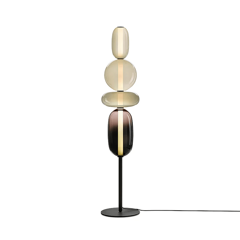 Floor Lamp Art Deco with Stacked Glass Shades and Integrated LED