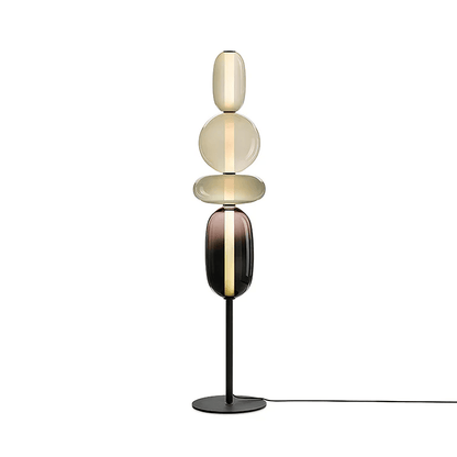 Floor Lamp Art Deco with Stacked Glass Shades and Integrated LED