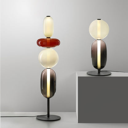 Floor Lamp Art Deco with Stacked Glass Shades and Integrated LED