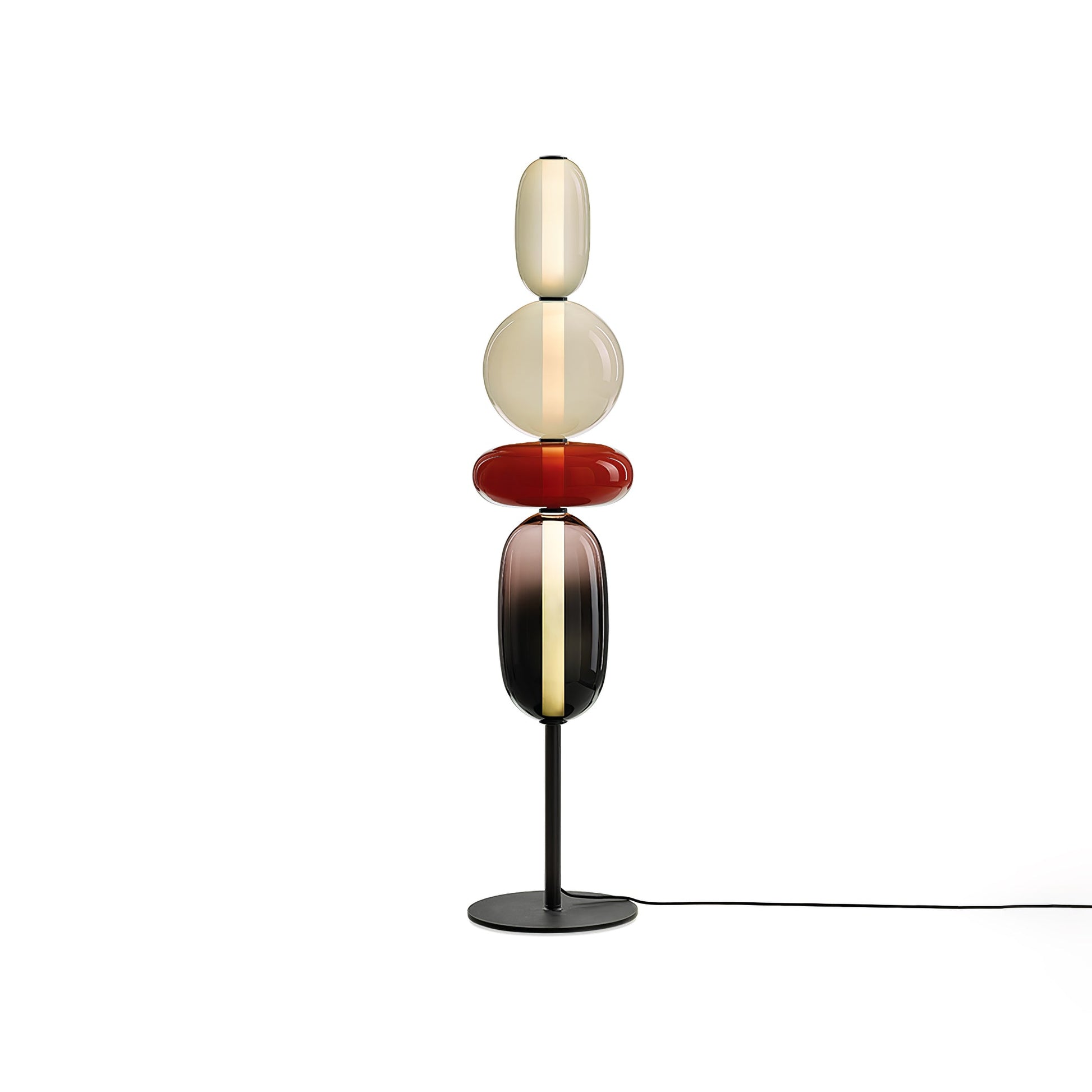 Floor Lamp Art Deco with Stacked Glass Shades and Integrated LED