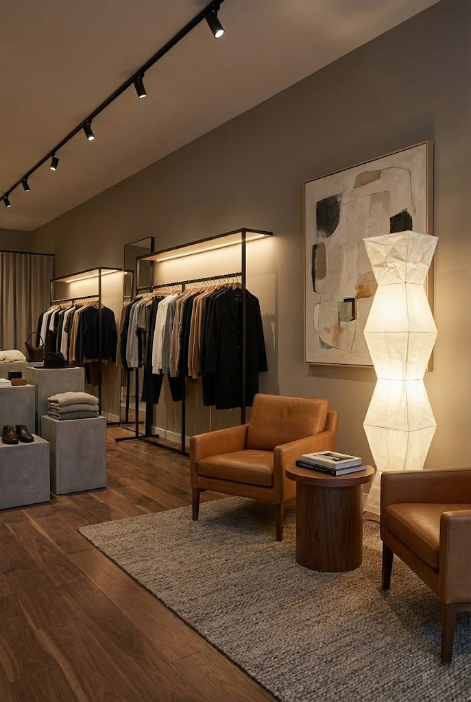 Floor Lamp Minimalist with Geometric Washi Paper Shade and Tripod Base