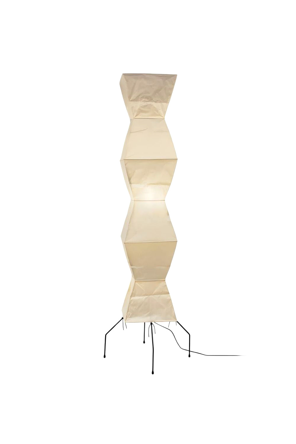 Floor Lamp Minimalist with Geometric Washi Paper Shade and Tripod Base