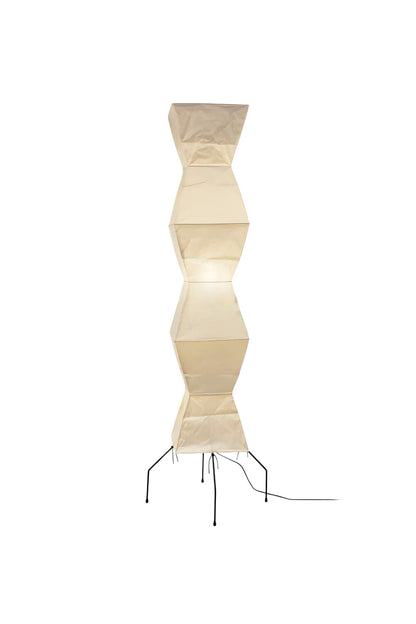 Floor Lamp Minimalist with Geometric Washi Paper Shade and Tripod Base