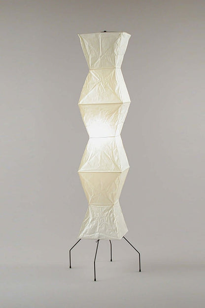 Floor Lamp Minimalist with Geometric Washi Paper Shade and Tripod Base
