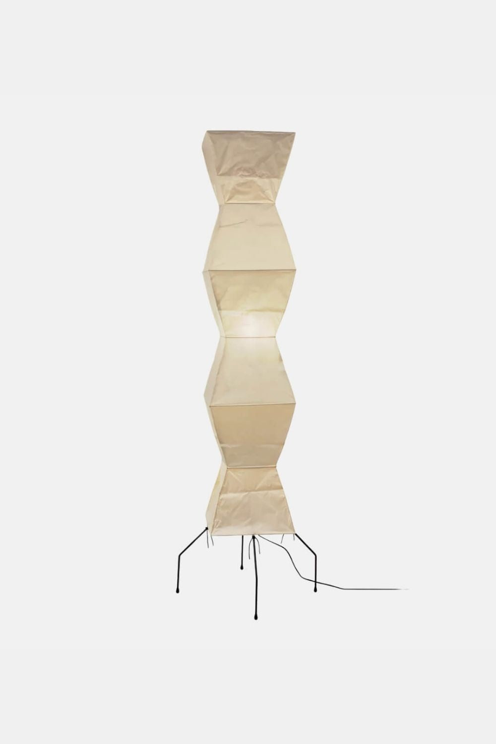 Floor Lamp Minimalist with Geometric Washi Paper Shade and Tripod Base