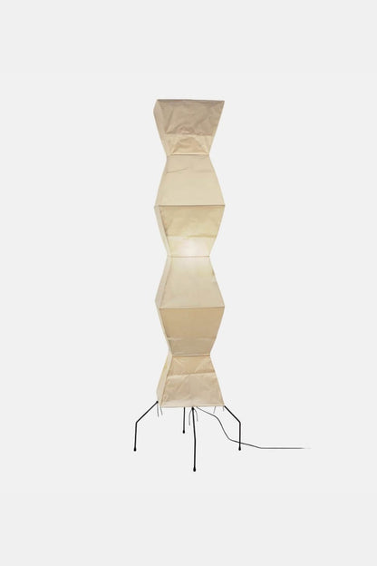 Floor Lamp Minimalist with Geometric Washi Paper Shade and Tripod Base