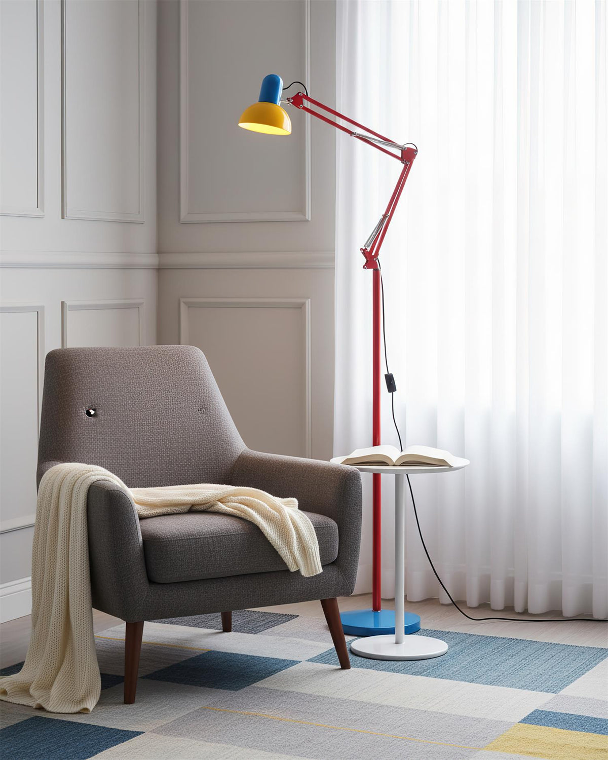 Floor Lamp Modern Memphis Style with Adjustable Articulated Arm