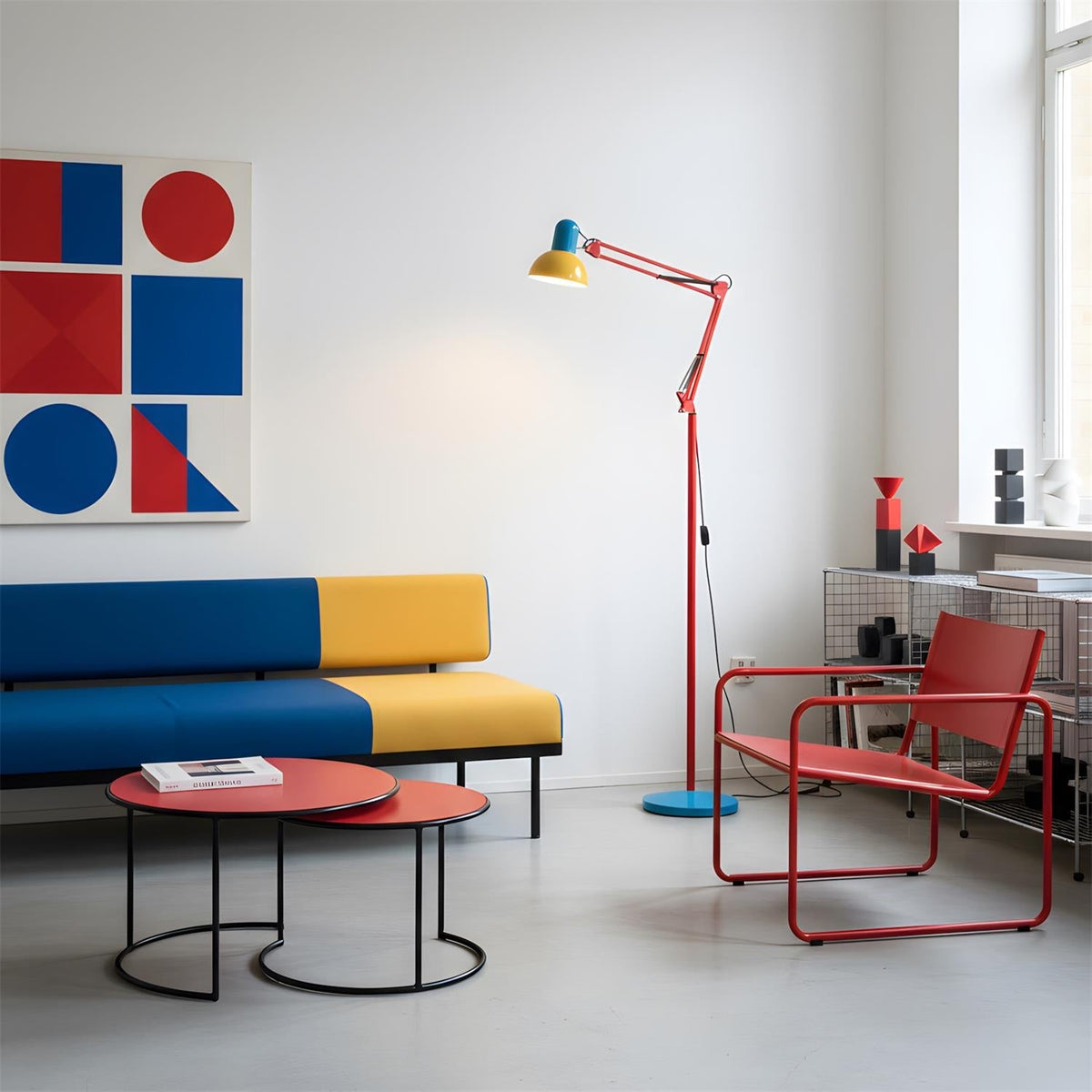 Floor Lamp Modern Memphis Style with Adjustable Articulated Arm