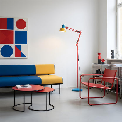 Floor Lamp Modern Memphis Style with Adjustable Articulated Arm