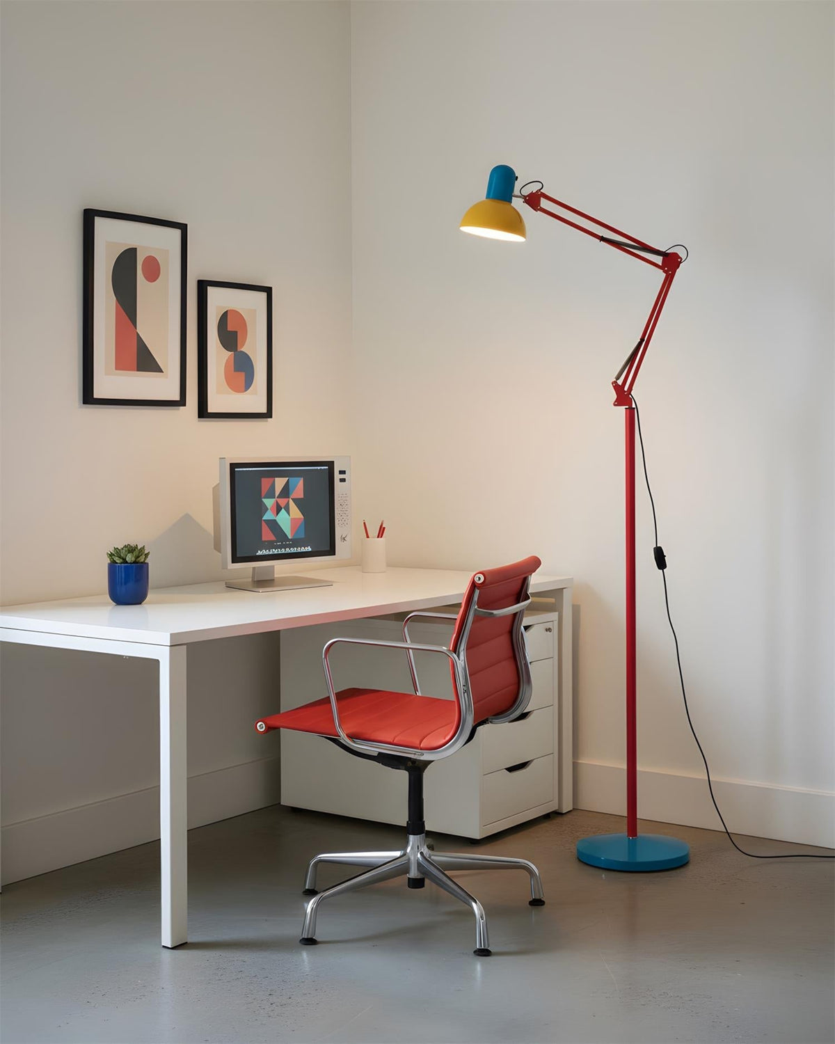 Floor Lamp Modern Memphis Style with Adjustable Articulated Arm
