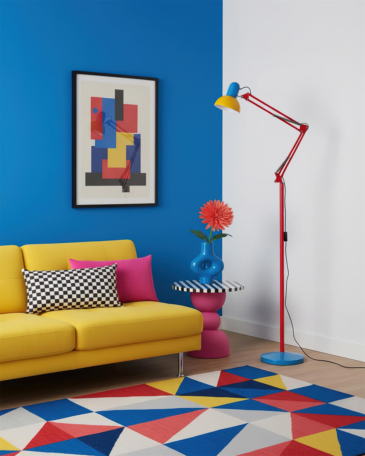 Floor Lamp Modern Memphis Style with Adjustable Articulated Arm