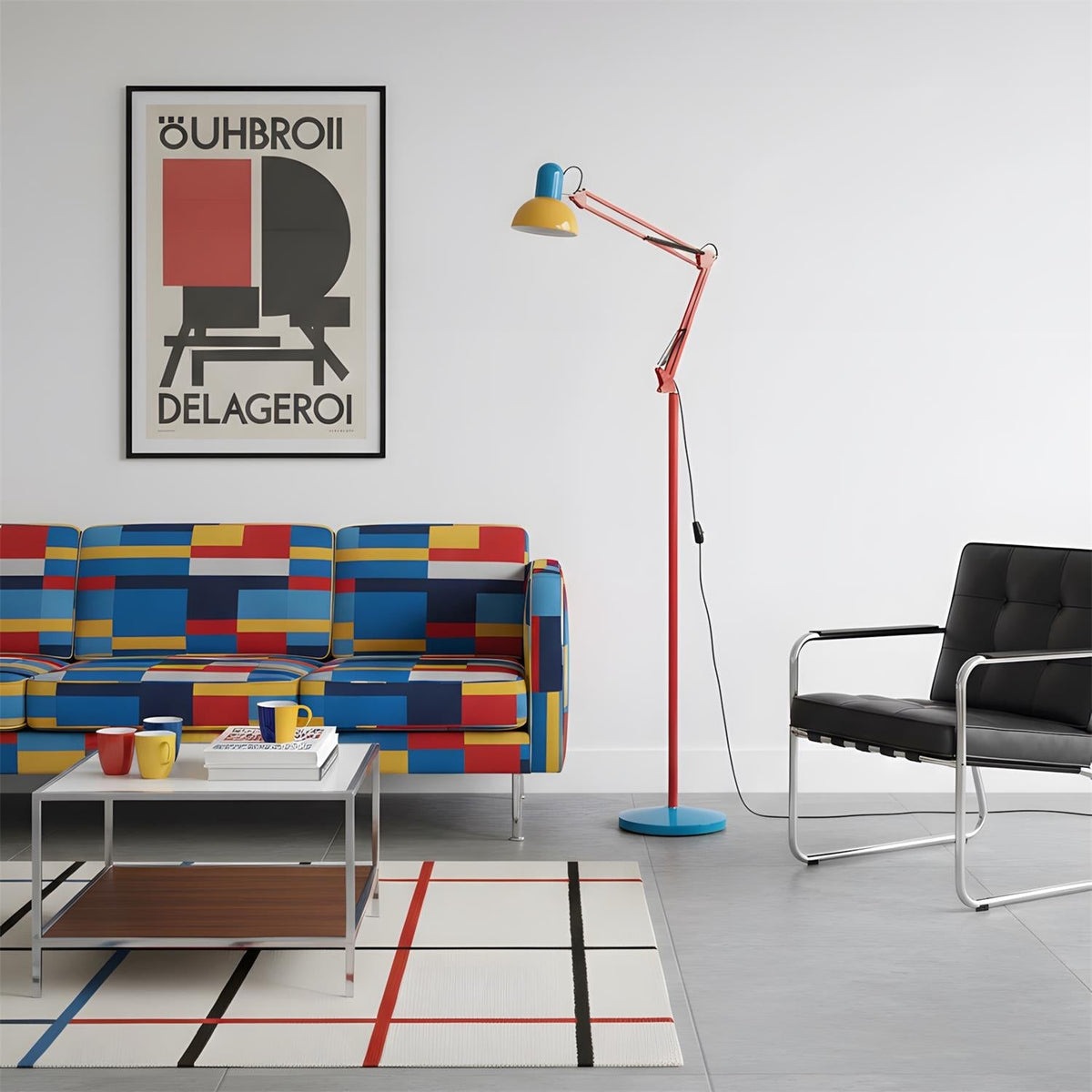 Floor Lamp Modern Memphis Style with Adjustable Articulated Arm