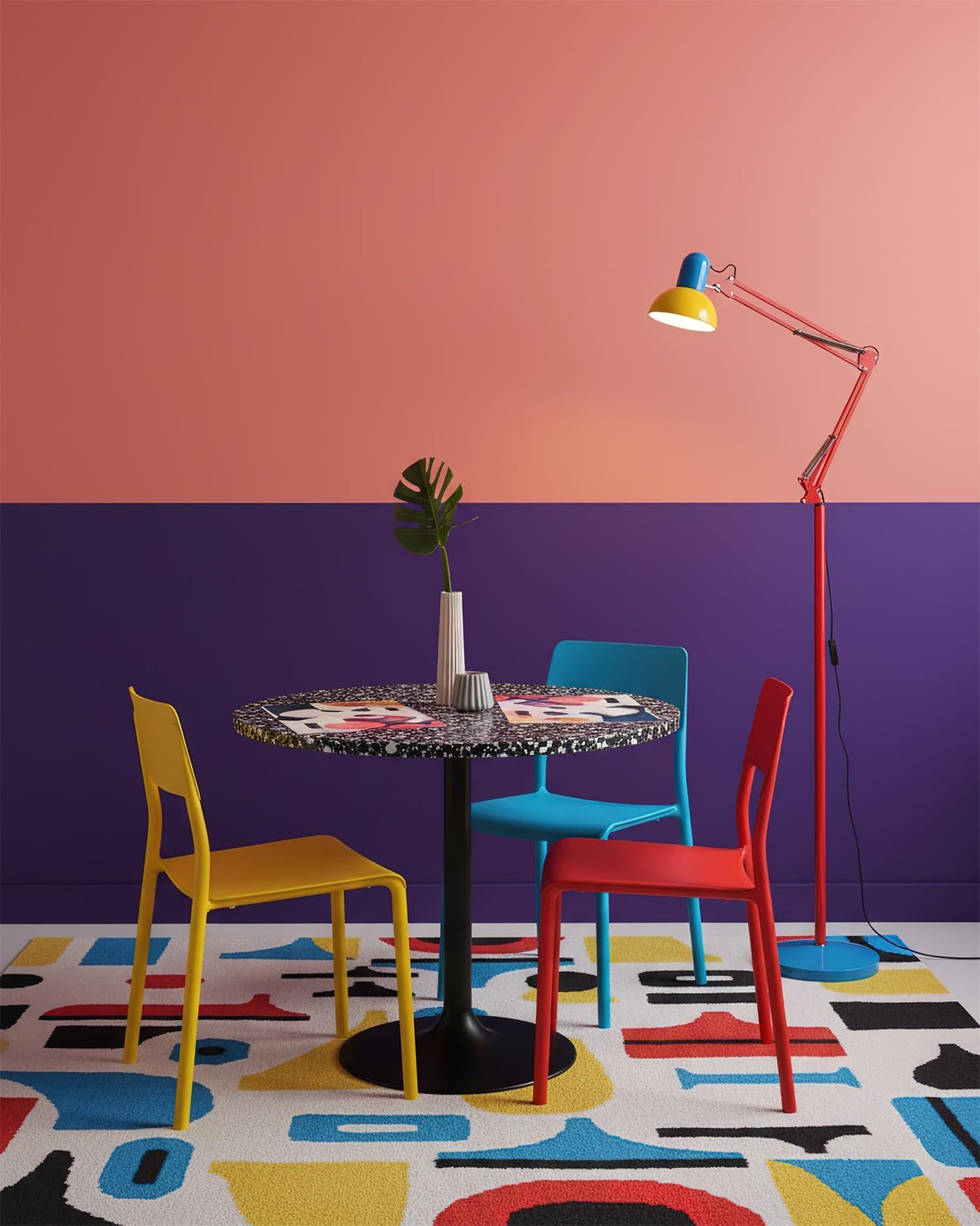 Floor Lamp Modern Memphis Style with Adjustable Articulated Arm