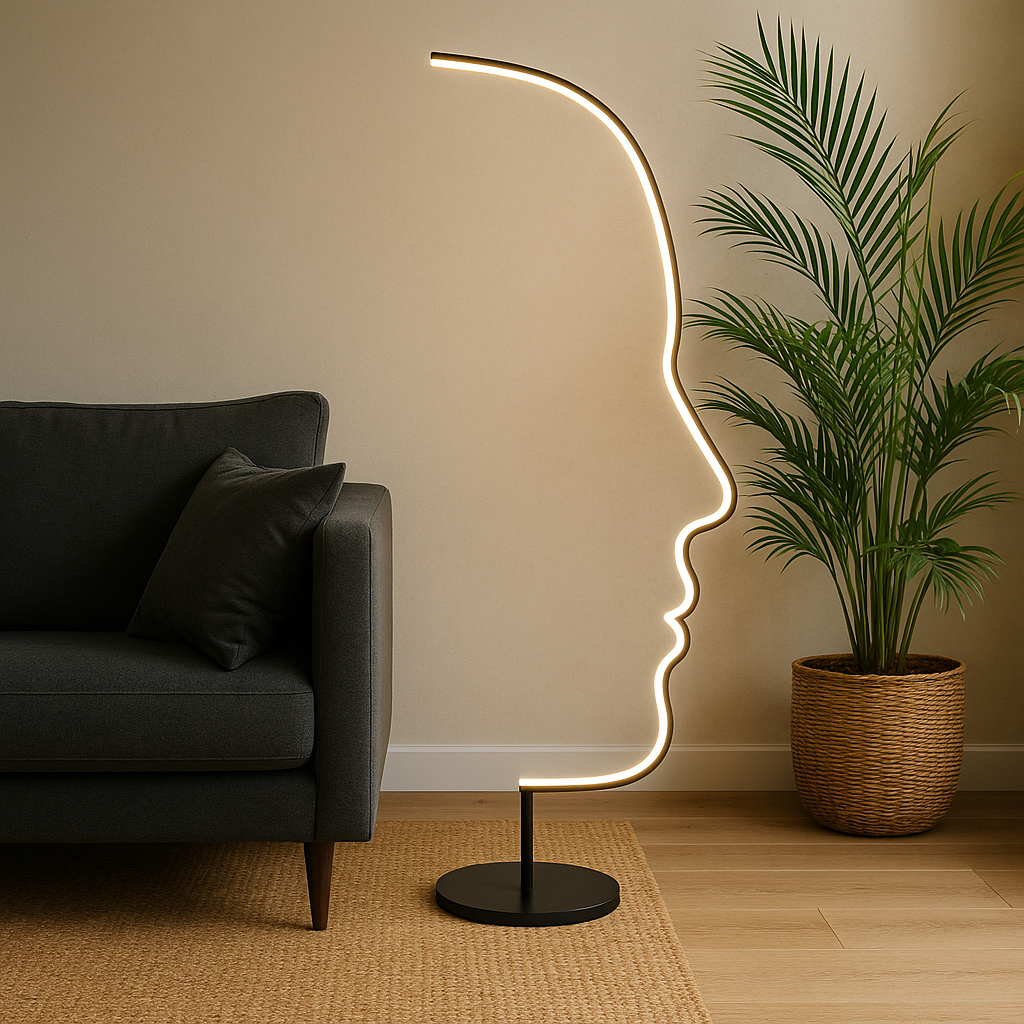 Floor Lamp Modern with LED Face Silhouette Design