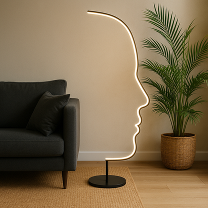 Floor Lamp Modern with LED Face Silhouette Design