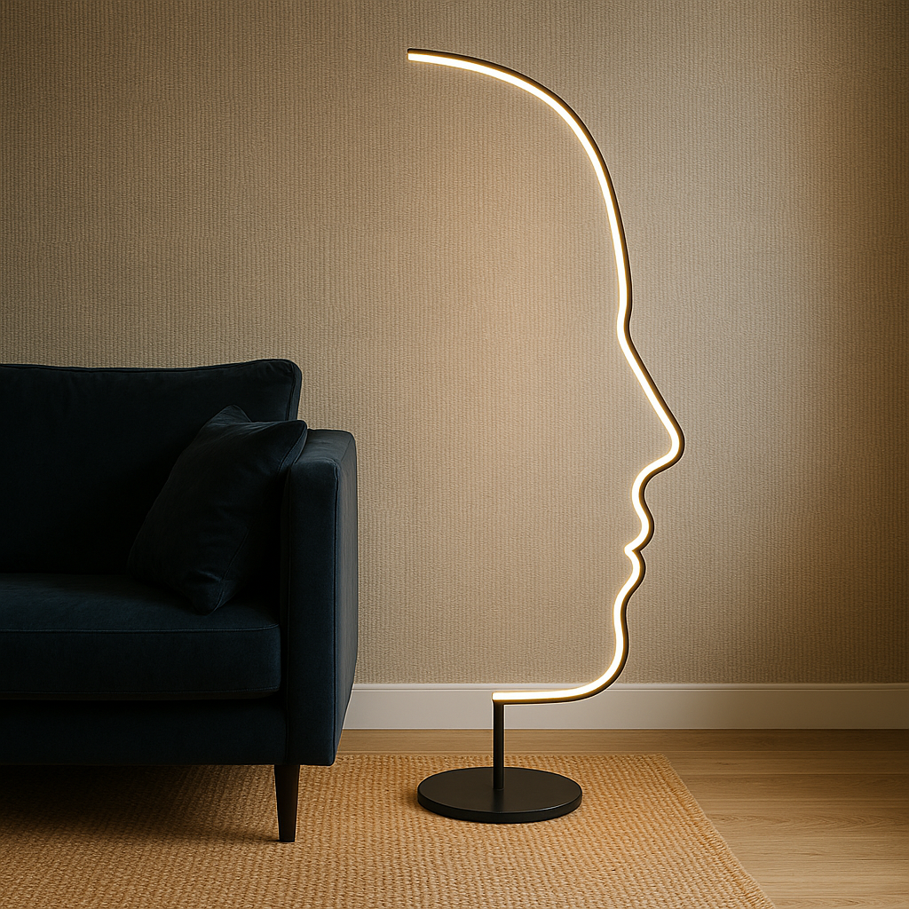 Floor Lamp Modern with LED Face Silhouette Design