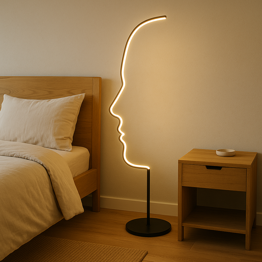 Floor Lamp Modern with LED Face Silhouette Design