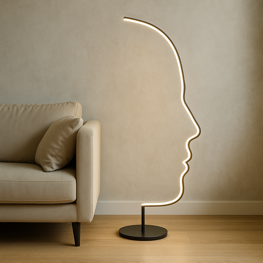Floor Lamp Modern with LED Face Silhouette Design