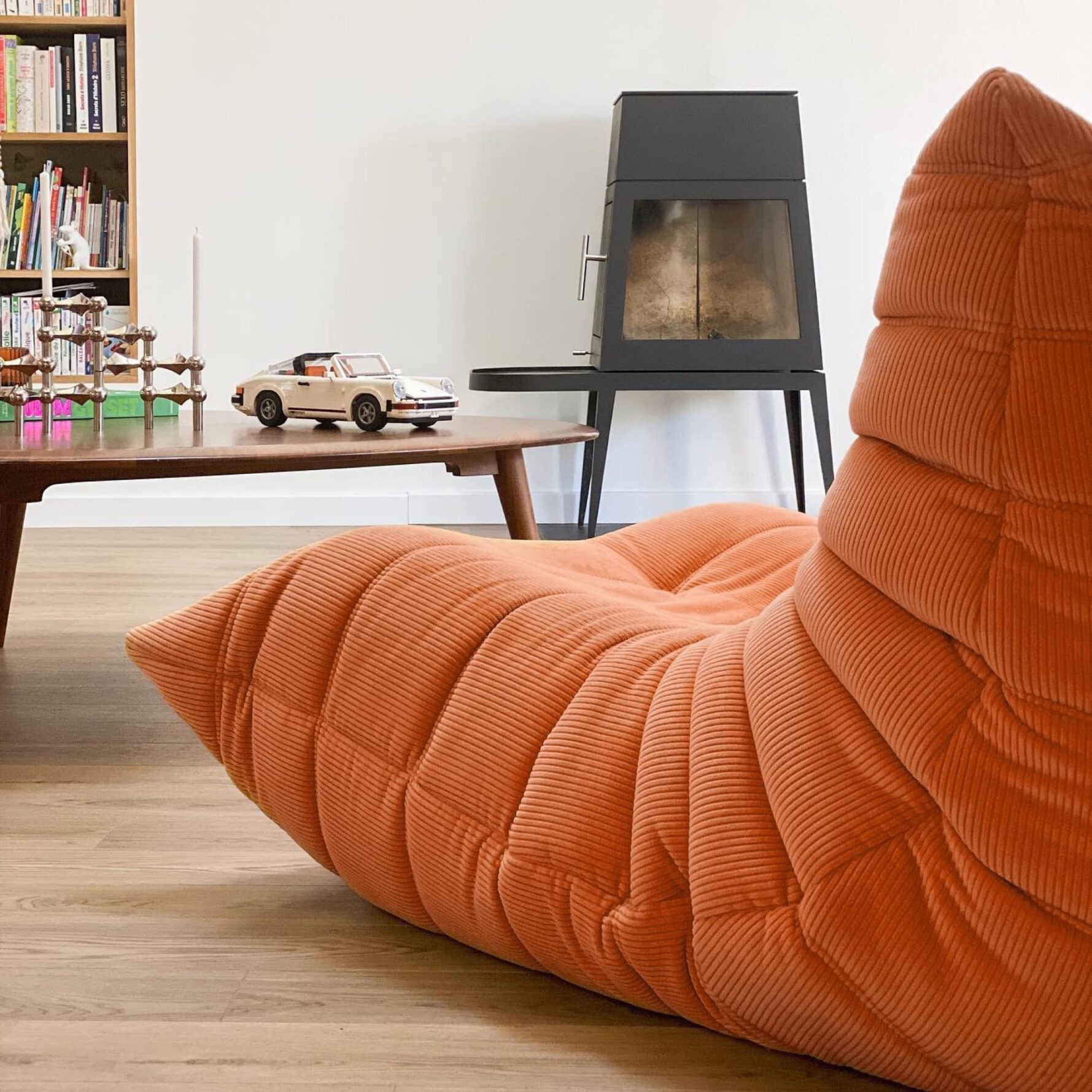Floor Lounge Chair with Ottoman Set with Ribbed Quilted Design