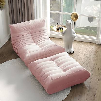 Floor Lounge Chair with Ottoman Set with Ribbed Quilted Design