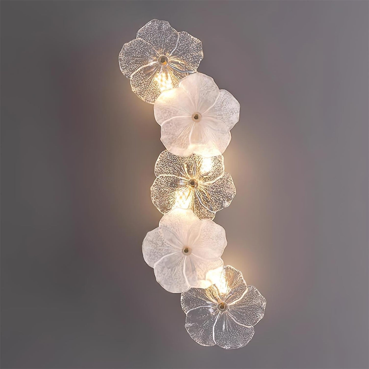 Floral Wall Lamp Art Deco with Glass Flower Shades