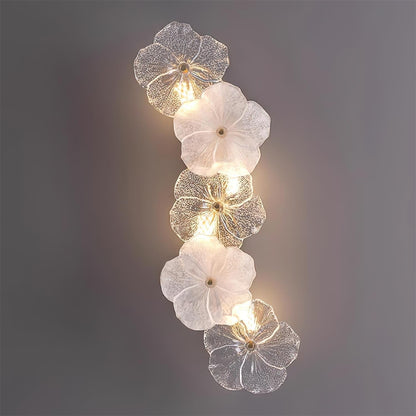 Floral Wall Lamp Art Deco with Glass Flower Shades