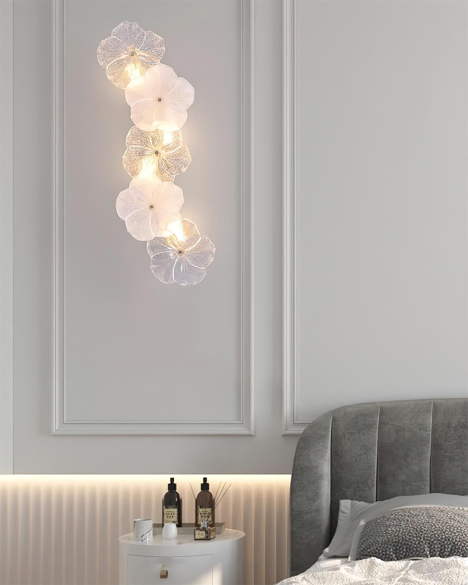 Floral Wall Lamp Art Deco with Glass Flower Shades
