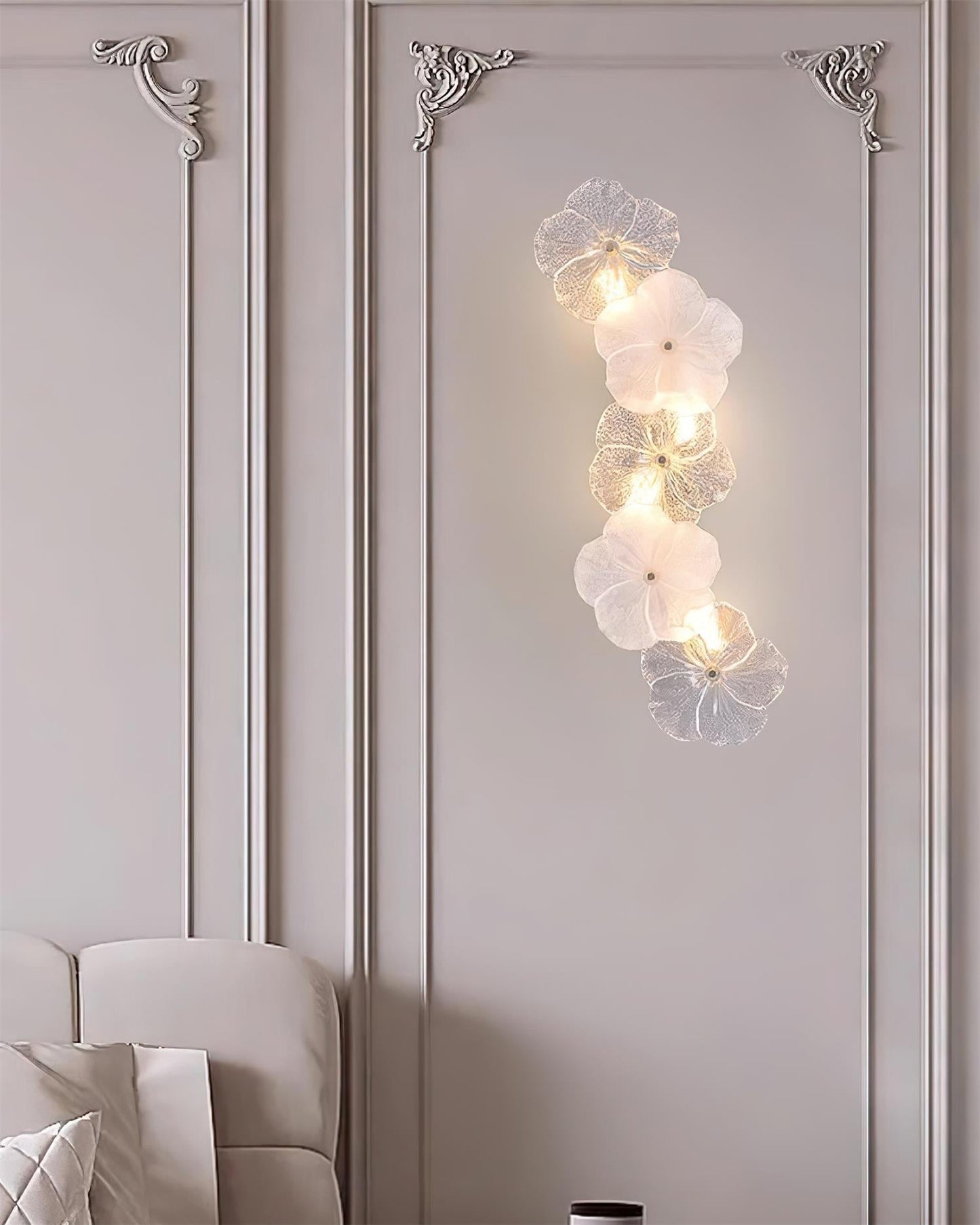 Floral Wall Lamp Art Deco with Glass Flower Shades
