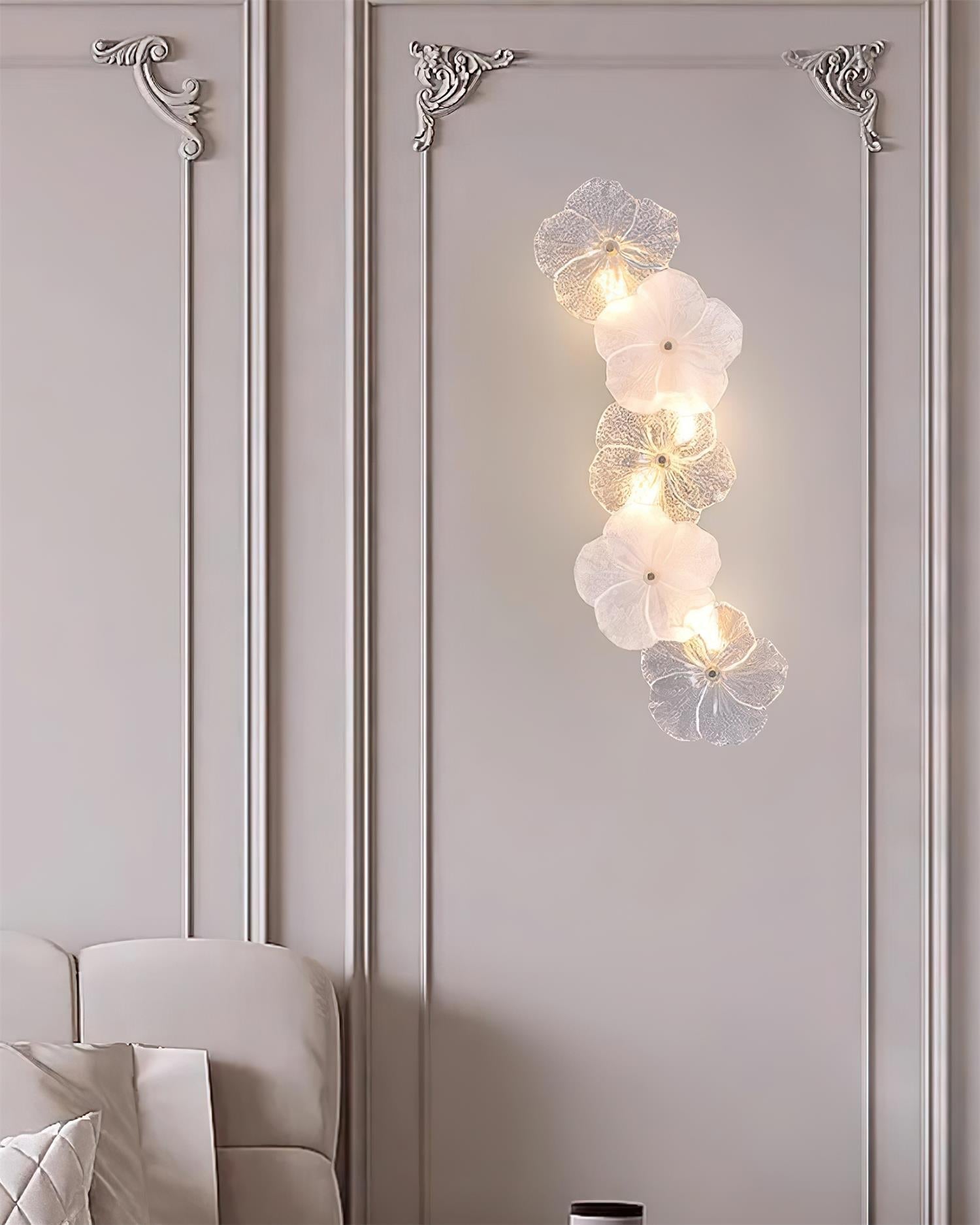 Floral Wall Lamp Art Deco with Glass Flower Shades