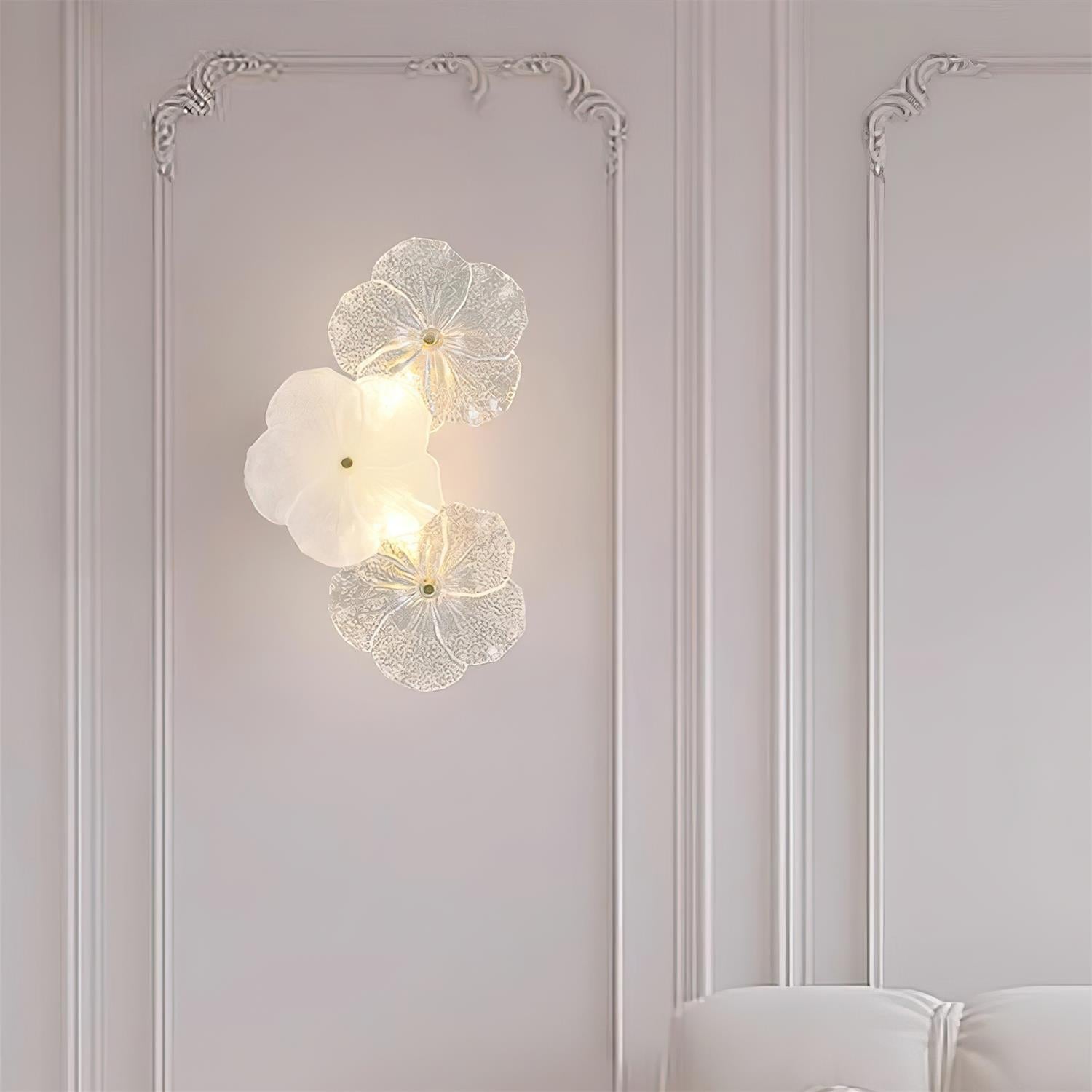 Floral Wall Lamp Art Deco with Glass Flower Shades
