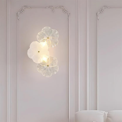 Floral Wall Lamp Art Deco with Glass Flower Shades