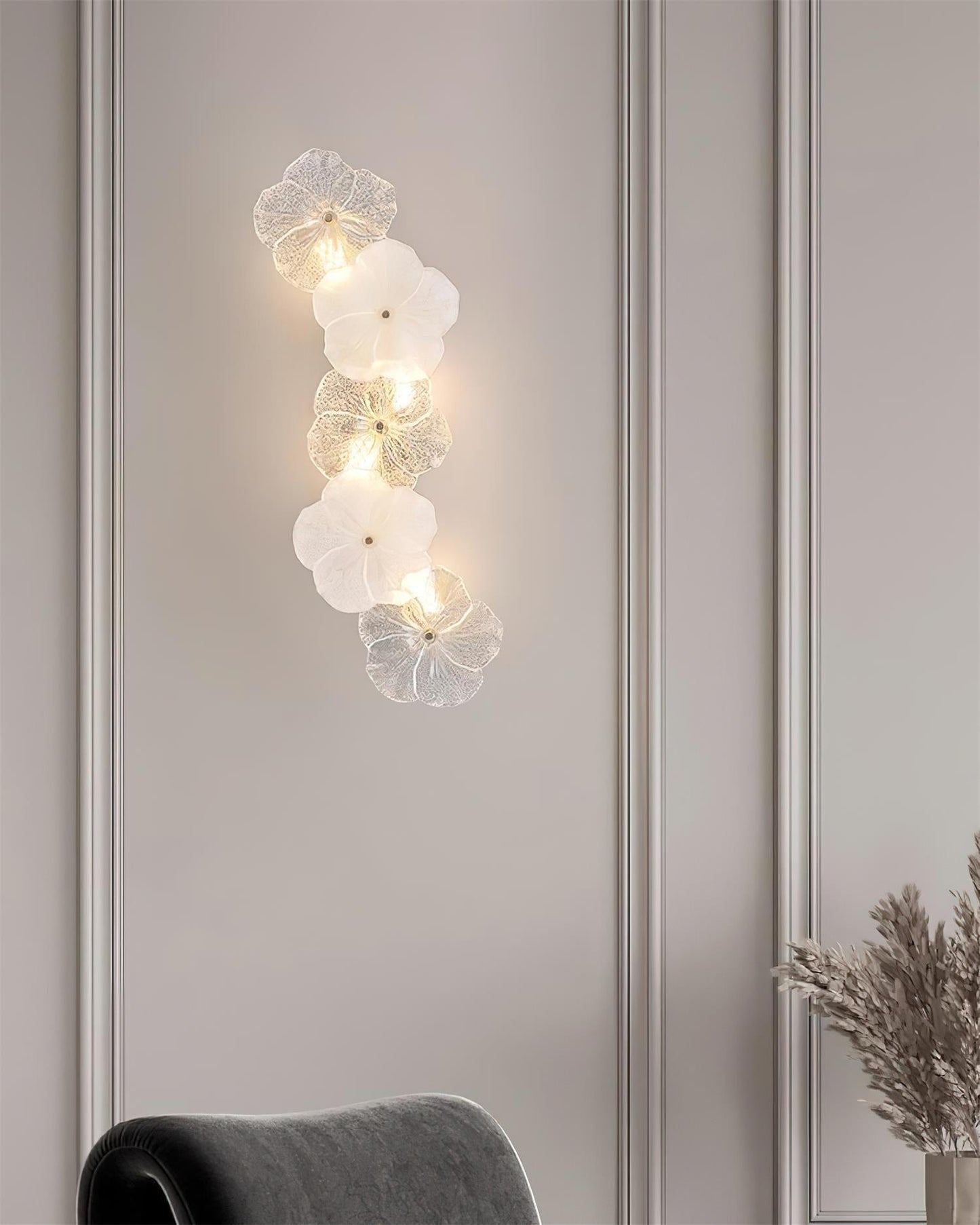 Floral Wall Lamp Art Deco with Glass Flower Shades