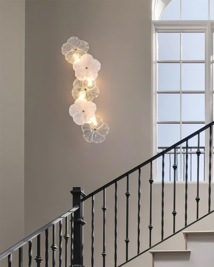 Floral Wall Lamp Art Deco with Glass Flower Shades