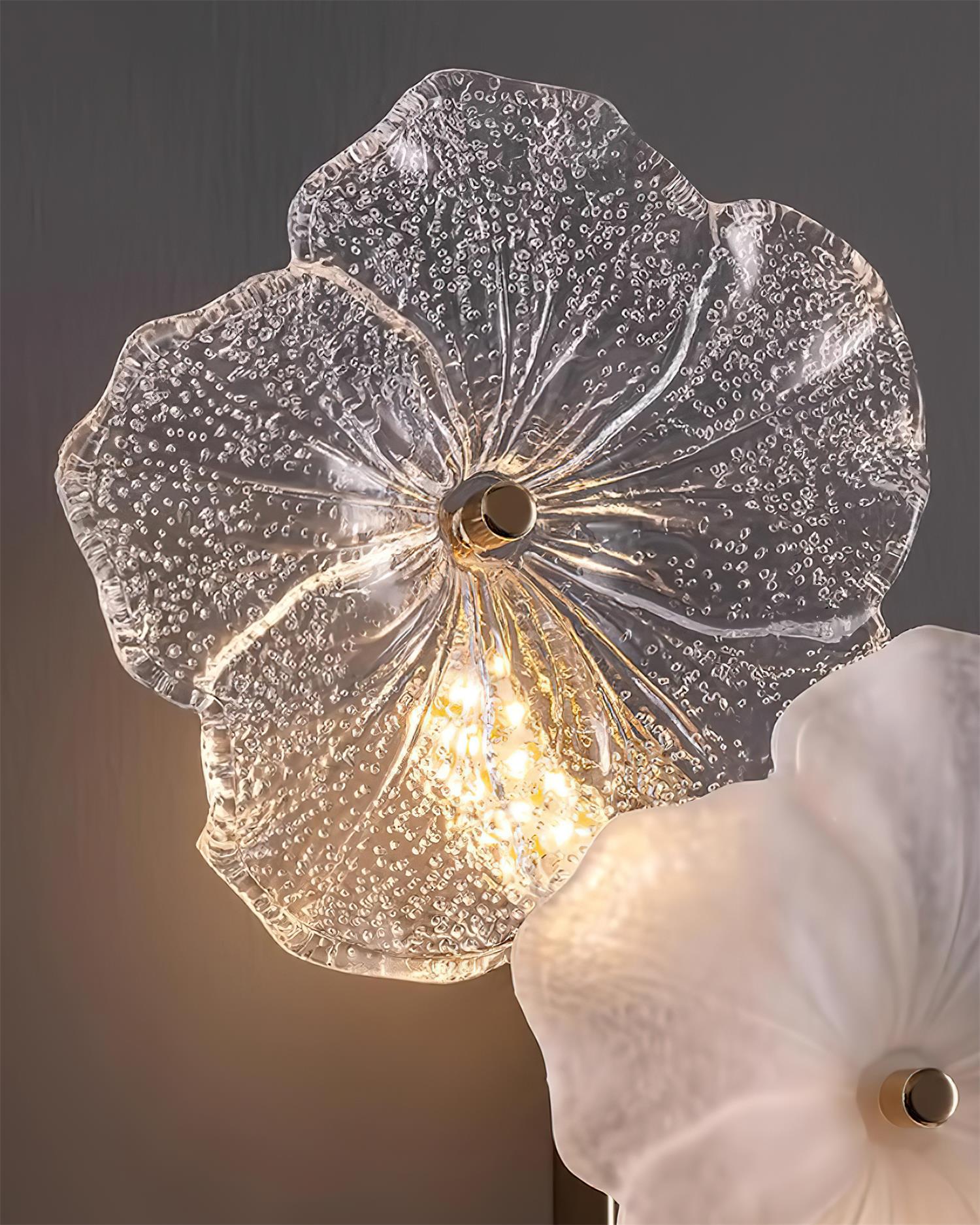 Floral Wall Lamp Art Deco with Glass Flower Shades