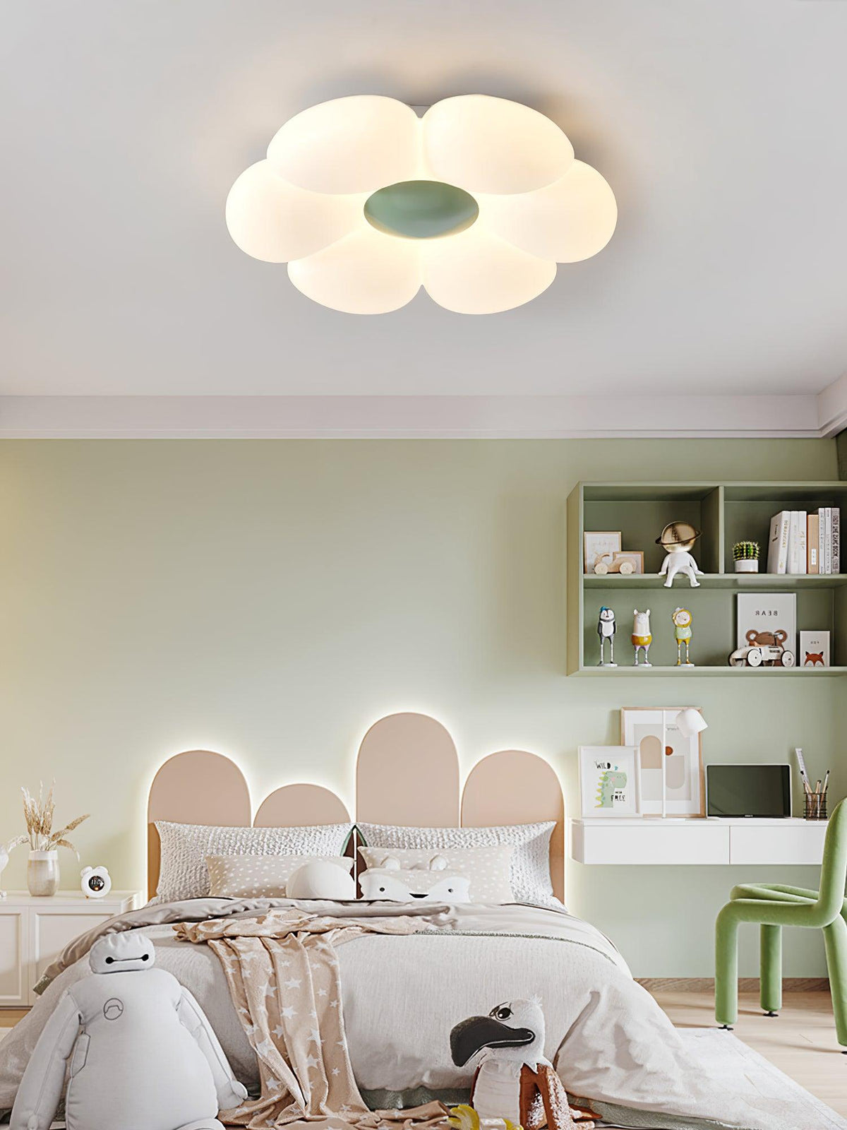 Flower Ceiling Lamp Bohemian with Six Petals for Kids Bedroom