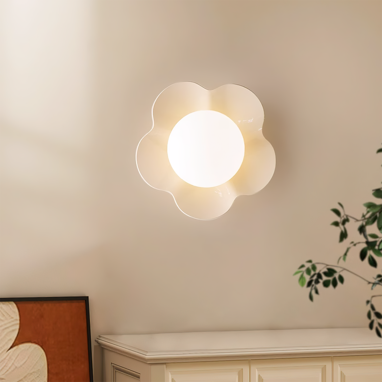 Flower Wall Lamp Bohemian with Globe Light and Flower Shape