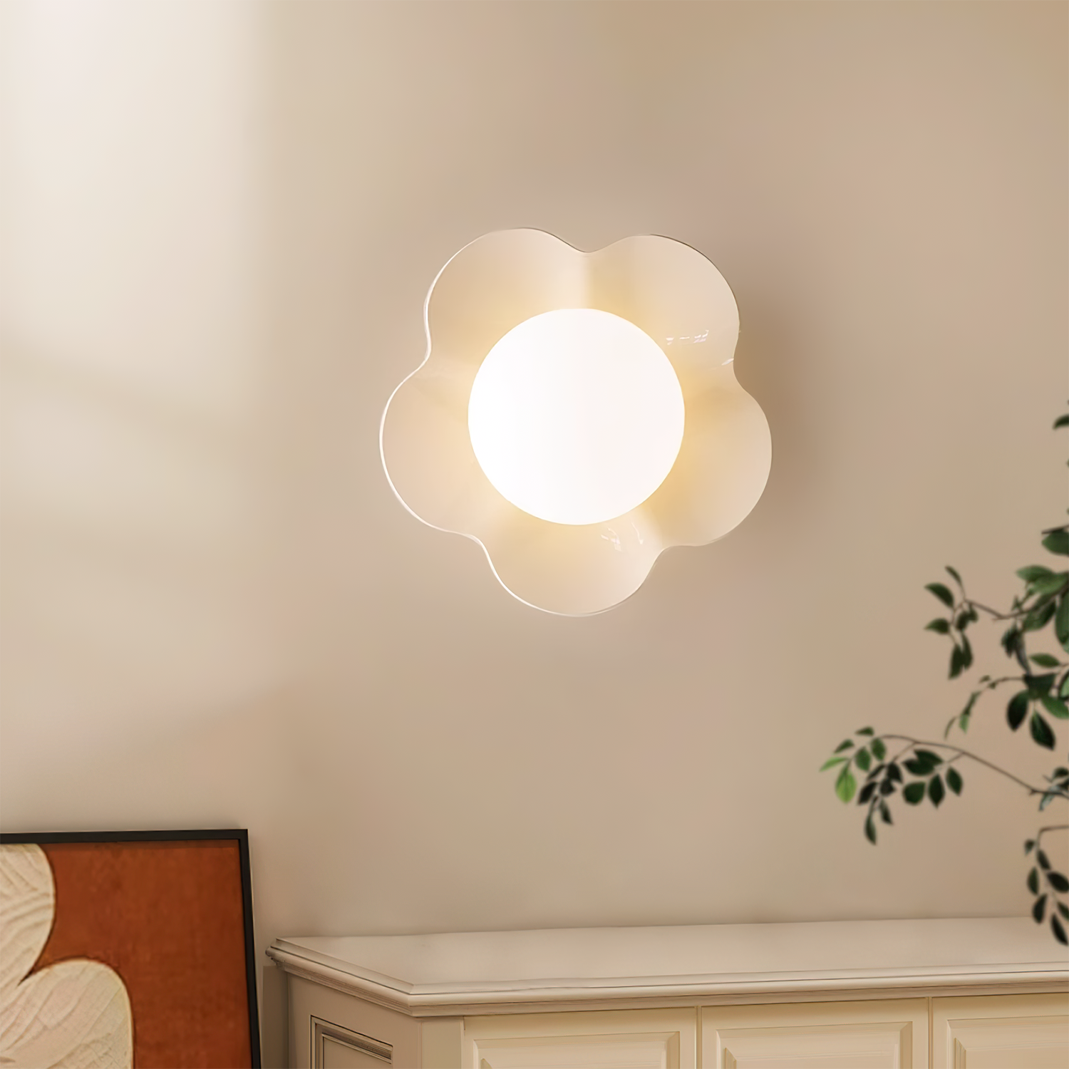 Flower Wall Lamp Bohemian with Globe Light and Flower Shape