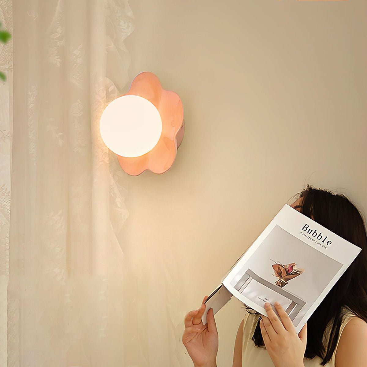 Flower Wall Lamp Bohemian with Globe Light and Flower Shape
