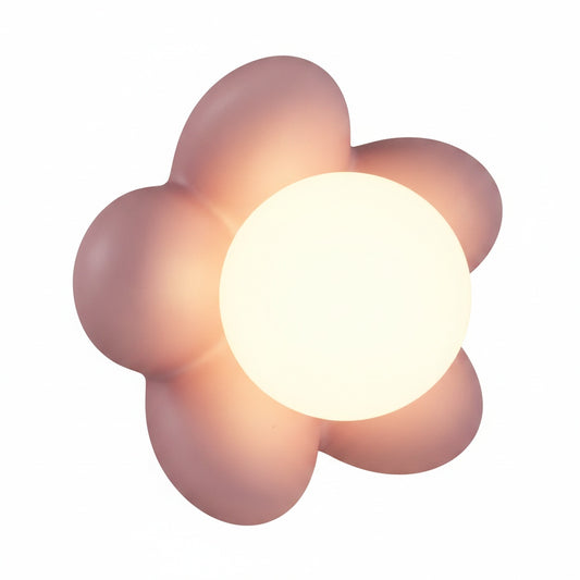Flower Wall Lamp Bohemian with Globe Light and Wood Base