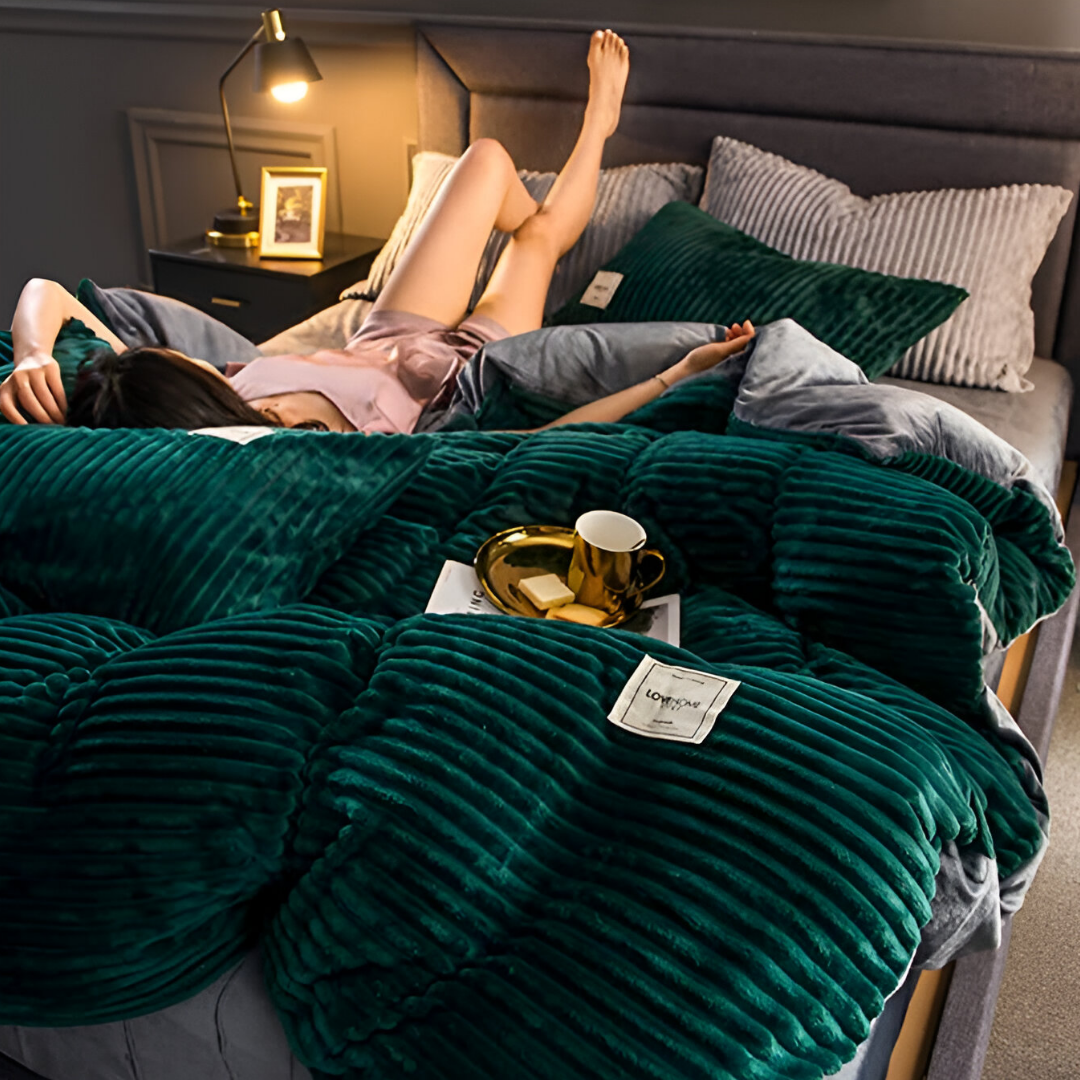 Fluffy Duvet Cover Set with Ribbed Texture for All Seasons
