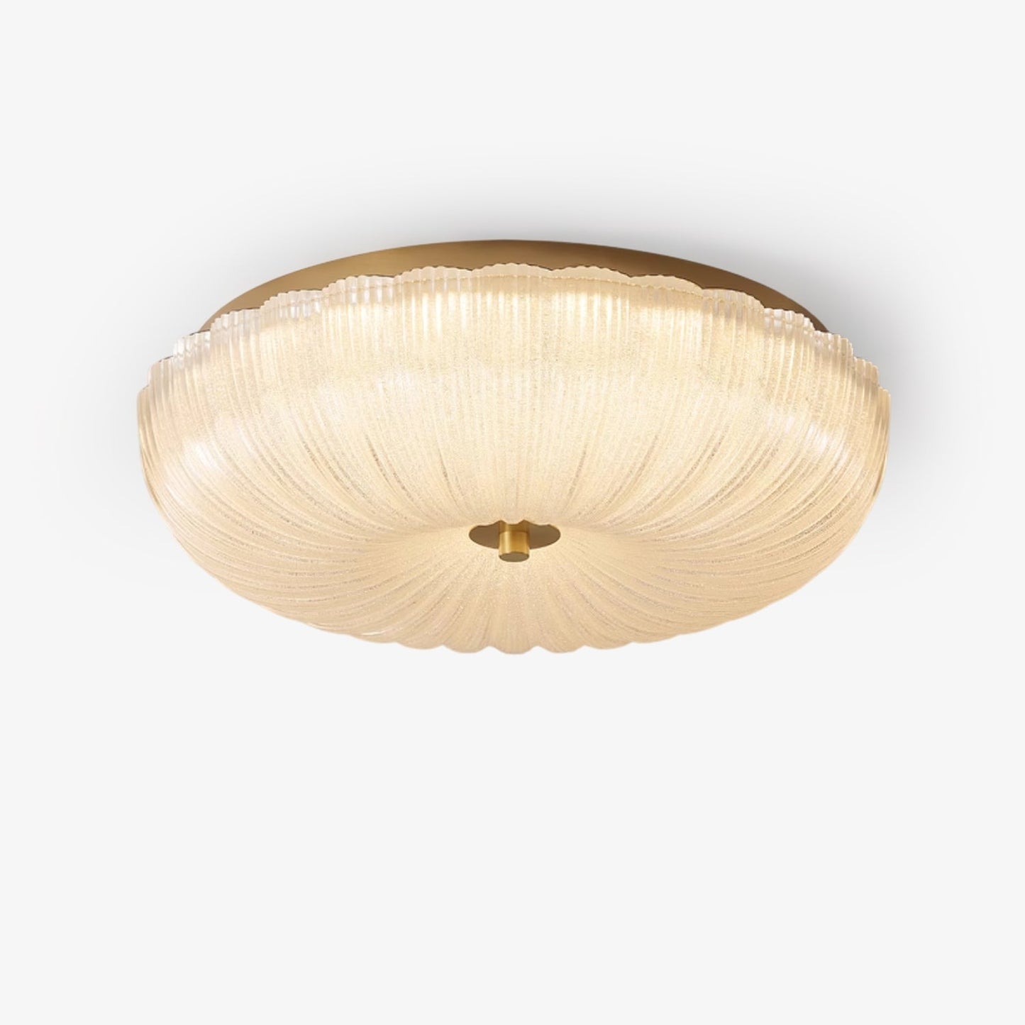Flush Mount Ceiling Light Art Deco with Frosted Ripple Glass Shade