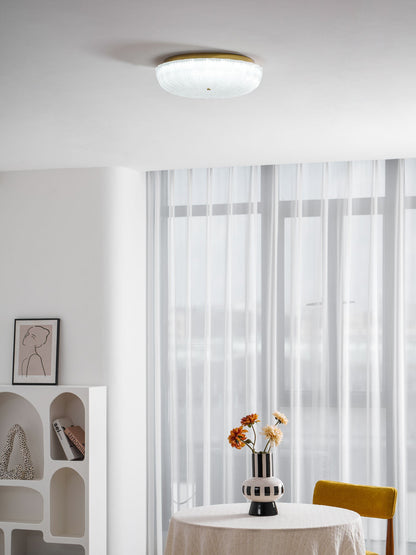 Flush Mount Ceiling Light Art Deco with Frosted Ripple Glass Shade