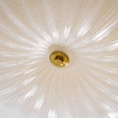 Flush Mount Ceiling Light Art Deco with Frosted Ripple Glass Shade
