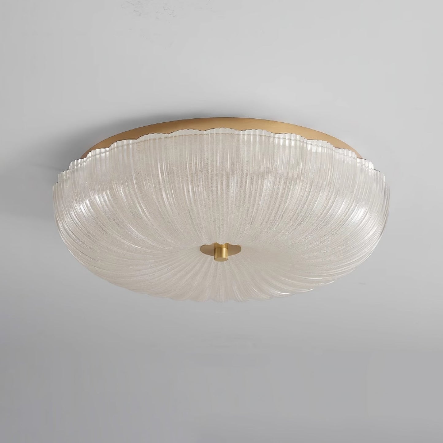 Flush Mount Ceiling Light Art Deco with Frosted Ripple Glass Shade