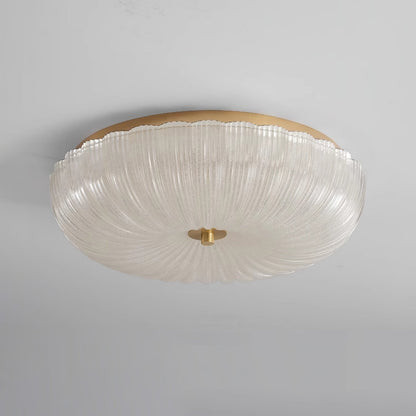 Flush Mount Ceiling Light Art Deco with Frosted Ripple Glass Shade