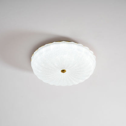 Flush Mount Ceiling Light Art Deco with Frosted Ripple Glass Shade