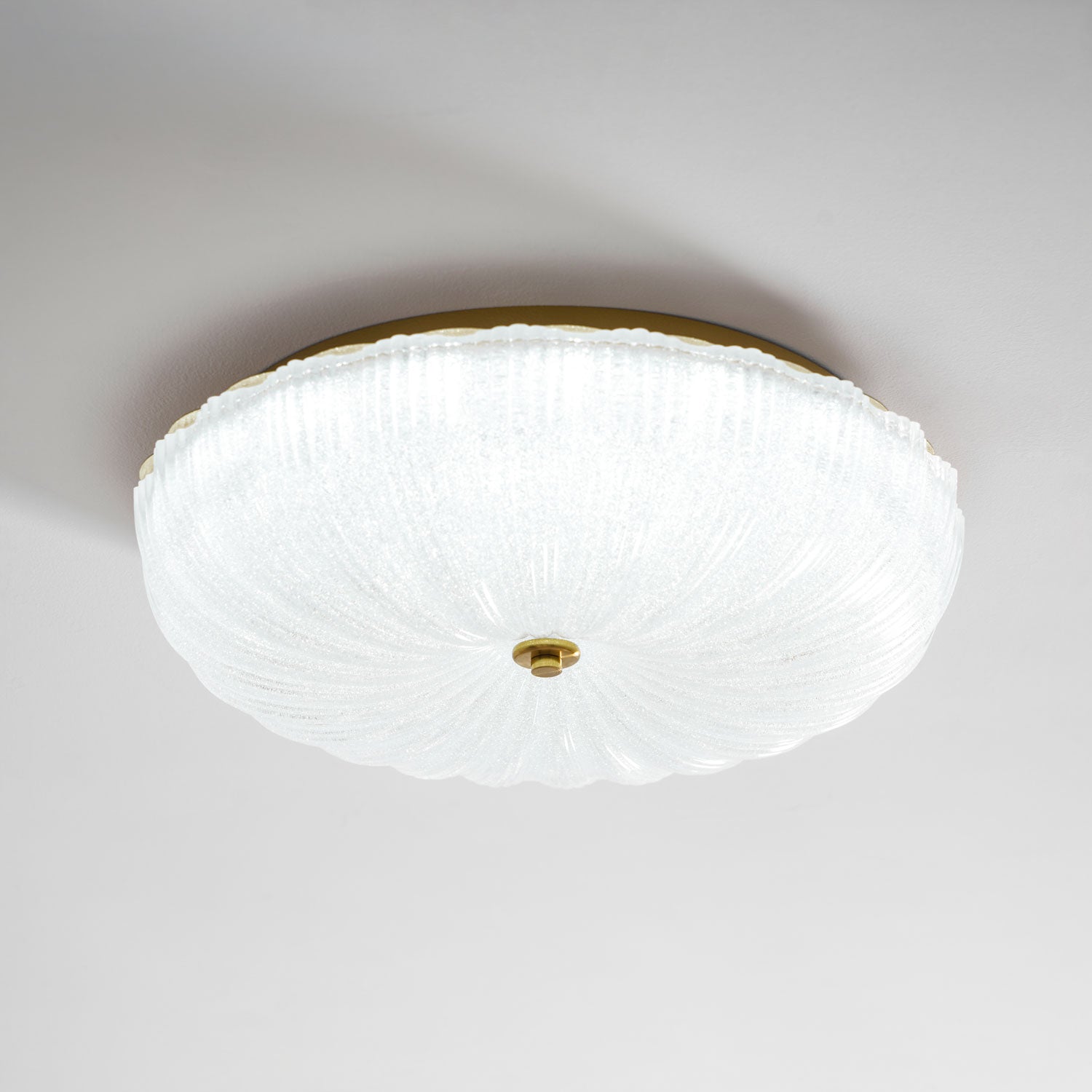 Flush Mount Ceiling Light Art Deco with Frosted Ripple Glass Shade