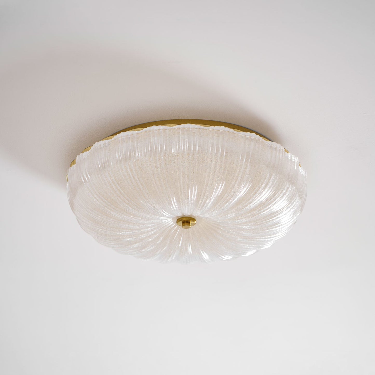 Flush Mount Ceiling Light Art Deco with Frosted Ripple Glass Shade