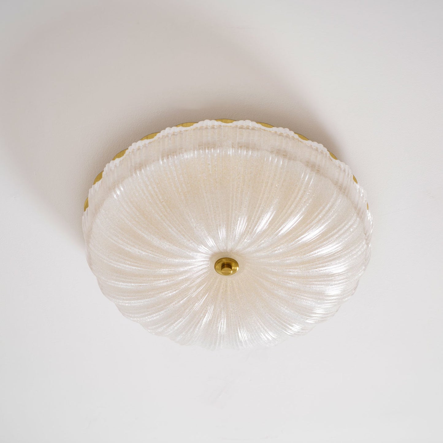 Flush Mount Ceiling Light Art Deco with Frosted Ripple Glass Shade